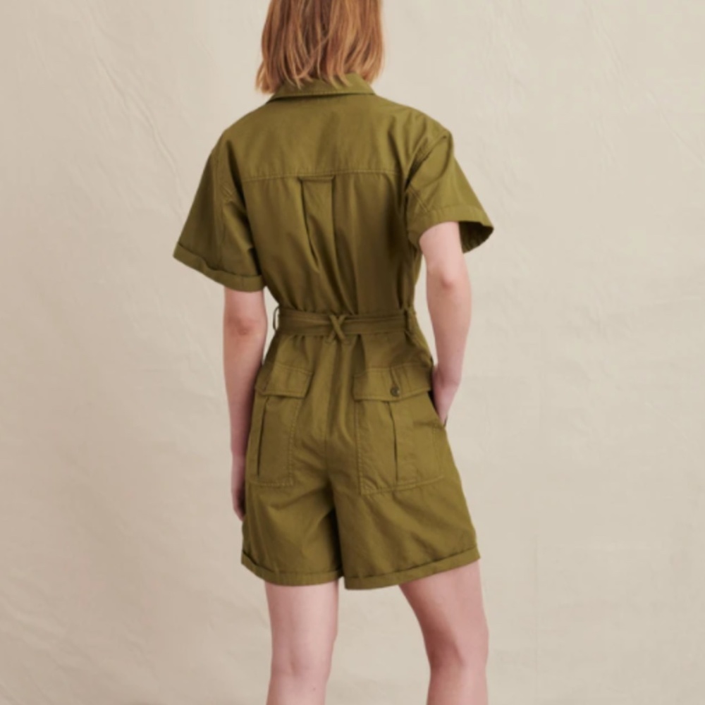ALEX MILL "Safari" Short Jumpsuit in. Olive Gold EUC/sz M - Picture 3 of 16